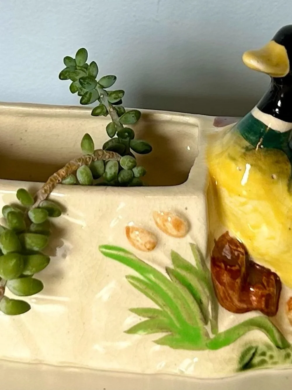 Vintage Ceramic Duck Planter Japan Style 
Cottagecore Farmhouse Decor - Picture 8 of 9